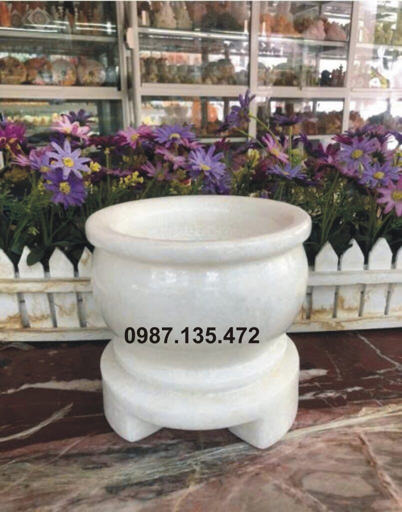 Bát hương đá trắng 15